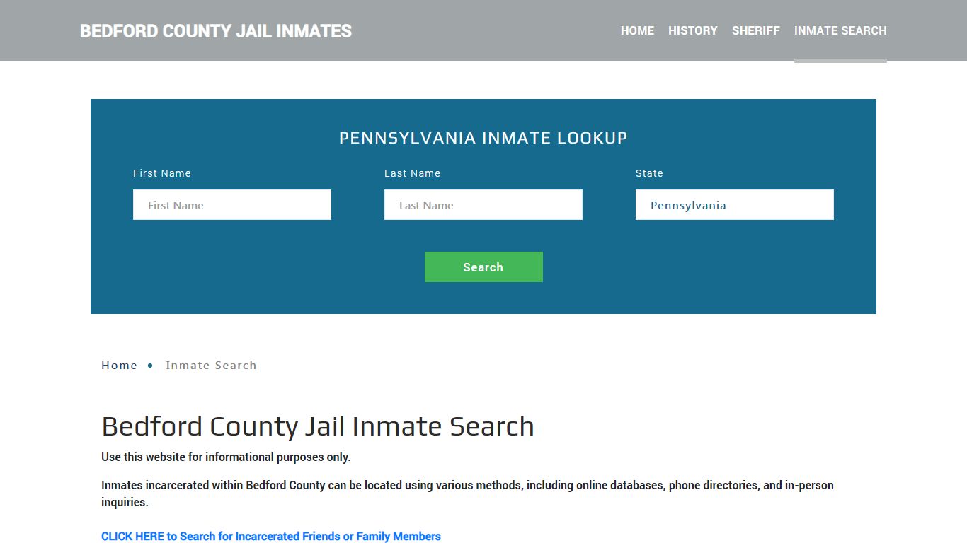 Bedford County, PA Detainee Lookup