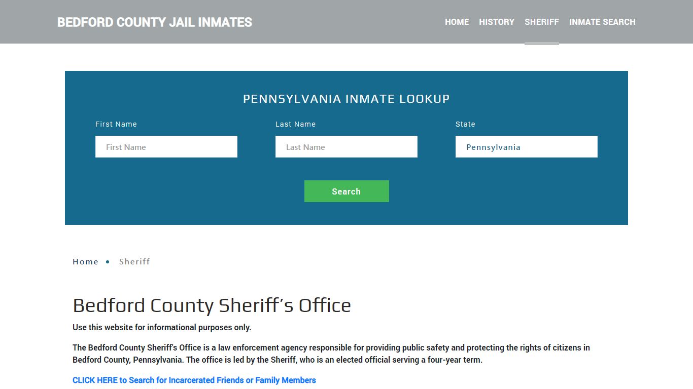 Bedford County Sheriff, PA Arrest Warrant Lookup